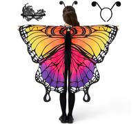 Spooktacular Creations - Disfraz de Mariposa para niños, Alas para niños, Disfraz de Capa de Mariposa para niñas, Disfraz de Fiesta, Halloween, Navidad, Carnaval, Cosplay, Talla única, Azul.