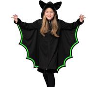 Spooktacular Creations Disfraz de Murciélago Vampiro para Niños, Niña Negro y Plata Bat Wings Costume Real Bat Accesorios Vampiro Wings Cabo para Halloween, Escuela, Fiesta de Eventos