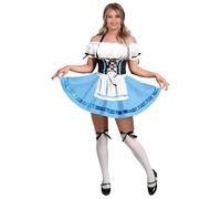 Spooktacular Creations Disfraz de Oktoberfest para mujer, vestido tirolesa bávara alemana para Halloween, cosplay, cerveza, carnaval, Azul, S