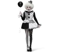 Spooktacular Creations Disfraz de Payaso Asesino Blanco y Negro para Mujer Adulta, para Disfraz de terror de Halloween Cosplay para Adultos-L