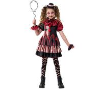 Spooktacular Creations Disfraz de payaso aterrador para niñas, disfraz de payaso retorcido, disfraz de bufón aterrador para niñas-L