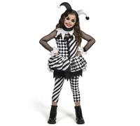 Spooktacular Creations Disfraz de payaso para niña, disfraz de payaso malvado de Halloween, vestido de payaso blanco y negro para niñas disfrazadas de Halloween (talla pequeña (5-7 años))