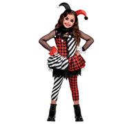 Spooktacular Creations Disfraz de Payaso para niñas, Disfraz de Payaso malvado, Vestido de Payaso Negro y Rojo para niñas, Juego de Roles de Halloween, Fiesta de Cosplay-S