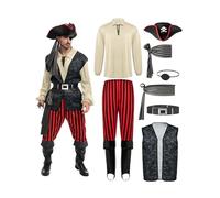 Spooktacular Creations Disfraz de pirata beige para hombre adulto para Halloween, fiesta de disfraces, truco o trato, fiesta de cosplay