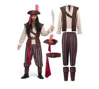 Spooktacular Creations Disfraz de pirata caribeño hombre, color caqui, para adulto, para fiesta de disfraces de Halloween o cosplay (grande).