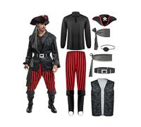 Spooktacular Creations Disfraz de pirata oscuro para hombres adultos para Halloween, fiesta de disfraces, truco o trato, fiesta de cosplay