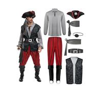 Spooktacular Creations Disfraz de pirata para hombres adultos para Halloween, fiesta de disfraces, truco o trato, fiesta de cosplay (pequeño)