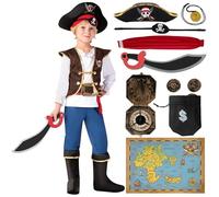 Spooktacular Creations Disfraz de pirata para niños, conjunto de disfraz de lujo para juego de rol, 3 piezas