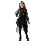 Spooktacular Creations Disfraz de princesa negra para niña de Halloween, vestido de otoño con diadema para fiestas temáticas de juegos de rol de Halloween para niños - L
