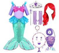 Spooktacular Creations Disfraz de Sirena con Peluca Roja y Diadema