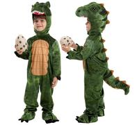 Spooktacular Creations Disfraz de T-Rex realista verde para niños, mono de dinosaurio con huevo de juguete para niños, fiesta de disfraces de Halloween (3T (3-4 años))