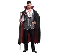 Spooktacular Creations Disfraz de vampiro de Halloween en plata fría para adultos y hombres, eventos de fiesta de Halloween Grande