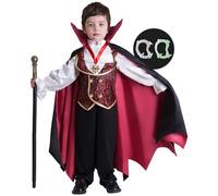 Spooktacular Creations Disfraz de vampiro gótico de Halloween para niño, ideal como recuerdo de fiesta, disfraz, juego de rol y cosplay (talla M, 8-10 años)