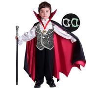 Spooktacular Creations Disfraz de vampiro gótico gris de lujo para niño, ideal como recuerdo de fiesta de Halloween, para disfrazarse y para juegos de rol.