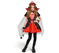 Spooktacular Creations Disfraz de vampiro para niñas, vestido de vampiro rojo oscuro para niñas, disfraz de Halloween, juegos de rol y fiestas de disfraces, talla L (10-12 años)
