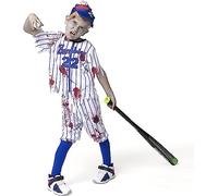 Spooktacular Creations Disfraz de zombi de béisbol azul para niño, para fiestas de disfraces de Halloween, disfraces de fiesta temática de zombi-S (5-7 años)