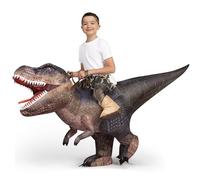 Spooktacular Creations Disfraz Hinchable de T-Rex para Niños, Divertidos Disfraces de Saltador de Aire, Disfraces de Dinosaurio con Impresión Digital para Fiestas de Disfraces de Halloween, Marrón