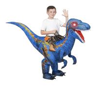 Spooktacular Creations Disfraz inflable de dinosaurio para niños, disfraz de T-Rex con ojos iluminados LED, disfraces de Halloween inflables con aire impreso digital