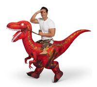 Spooktacular Creations Disfraz inflable para adulto Montando un Raptor Impresión digital Burbujas Disfraz de Halloween Rojo