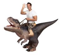 Spooktacular Creations Disfraz inflable para adultos con impresión digital T-Rex marrón Air Blow-up Ride en disfraz de Halloween