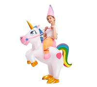 Spooktacular Creations Disfraz inflable Unicornio Monta un disfraz de Halloween de unicornio de unicornio (blanco, 7-10 años)