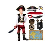 Spooktacular Creations Disfraz pirata para nios Bios Classic Red Pirate Outfit Deluxe Set con accesorios de juguete para fiesta temtica de Rolepla