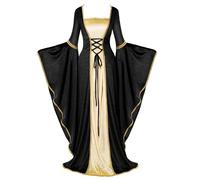 Spooktacular Creations Disfraz renacentista para mujer, vestido medieval de terciopelo negro para mujer, vestido renacentista de hadas irlandesas con encaje decorado para boda, fiesta temática de