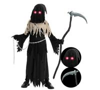 Spooktacular Creations Disfraz unisex de parca con ojos brillantes, disfraz de fantasma marrón para disfraz de Halloween fantasma espeluznante