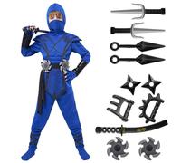 Spooktacular Creations Dragon Ninja Costume for Kids, Bule Boys Ninja Costume Outfit Juego para Halloween Ninja Dress Vest up Party-M