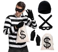 Spooktacular Creations Halloween Juego de disfraces de ladrones para adultos, incluye bolsas de guantes de camisetas y máscara para los ojos para la fiesta de Halloween