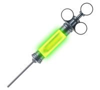 Spooktacular Creations Jeringa radiactiva brillante de Halloween, jeringas brillantes grandes con tubo verde para niños, mujeres y hombres, accesorios de disfraz de científico loco, accesorio de