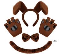 Spooktacular Creations Juego de accesorios para disfraz de animal de 5 piezas con diadema con orejas de perro, pajarita, guantes y cola, accesorios para disfraz de animal