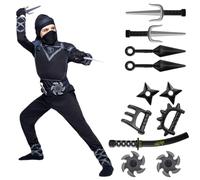 Spooktacular Creations Juego de disfraz de lujo de ninja negro con accesorios de espuma ninja Juguetes para niños Traje de kung fu Ideas de Halloween