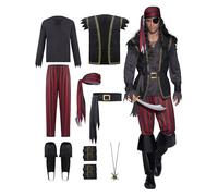 Spooktacular Creations Men despiadado Pirata con pantalones de pañuelo Pantalones de la camisa Boot Wutbands preparadas para Halloween Dress Up Party, Cosplay Party-M