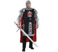 Spooktacular Creations Men ‘Knight Armor Armor Cape Tunic Hood Set, colección de disfraces para adultos, disfraz de Knight Black Dragon para Halloween Dress Up Cosplay Fiesta