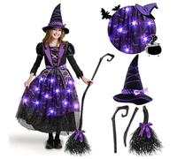 Spooktacular Creations Niña Girl Purple Witch Costume Bat Falda para Halloween (3T (3-4 años))