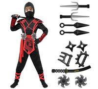 Spooktacular Creations Ninja Dragon Red Costume Outfit Set for Kids Halloween Dress Up Party (Small (5 - 7 yrs))