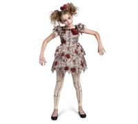 Spooktacular Creations Niños Voodoo Costume, Voodoo Doll Dress Costume for Girls Halloween Dress up, Juegos de rol y fiestas de disfraces (Medium (8-10 yrs), White+Red)