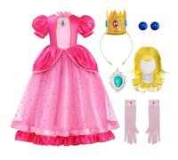 Spooktacular Creations Ofrece un Encantador Disfraz de Princesa en Melocotón Rosa con Peluca, Ideal para Niñas y Niños en Cumpleaños, Cosplay y Fiestas de Halloween