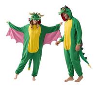 Spooktacular Creations - Pijama de peluche unisex para adulto, disfraz de animal de dragón de una pieza (mediano)