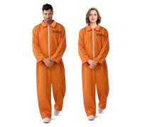 Spooktacular Creations Prisoner monstruos de la prisión naranja para hombres escapó de jailbird coverall disfraz para el cosplay de la fiesta de la fiesta de Halloween (pequeño)