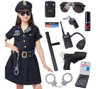 Spooktacular Creations Set de Disfraz de Oficial de Policía para Niñas, Fiesta de Disfraces de Halloween, Juegos de Rol, Cosplay de carnaval (Medium (8-10 yrs))