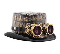 Spooktacular Creations Sombrero de copa victoriano steampunk con gafas clásicas Juego de accesorios vintage para disfraces de Halloween para adultos