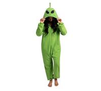 Spooktacular Creations Unisex Adulto Alien Pijama de Felpa con Sombrero de Disfraces para la Fiesta de Disfraces de Halloween Medio