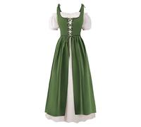 Spooktacular Creations Vestido renacentista de Halloween para mujer, vestido verde de manga corta medieval, vestido gótico de cintura alta para festivales de baile diarios, verde, L