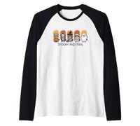 Spooky and Feral Halloween Cute Raccoons Camiseta Manga Raglan