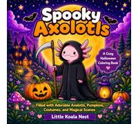 Spooky Axolotls: A Cozy Halloween Coloring Book Filled with Adorable Axolotls, Pumpkins, Costumes, and Magical Scenes