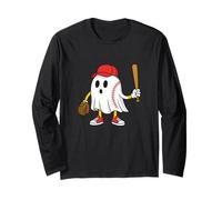 Spooky Baseball Ghost Halloween Costume Baseball Player Manga Larga