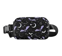 Spooky Bat Moon Black - Cangurera impermeable para mujer, diseño floral, color negro, 8 x 5.3 x 2.3 pulgadas, divertido y lindo, espeluznante murciélago luna, negro, 8 x 5.3 x 2.3 pulgadas, Spooky Bat