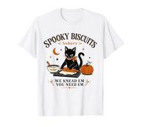 Spooky Biscuit Bakery Black Cat Hornear Humor Humor Estado de ánimo Camiseta gráfica económica, Hombre, Blanco, M